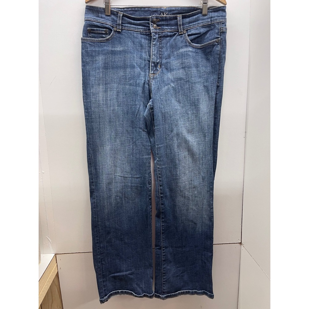 Anne Klein AK Jeans Womens Size 14 Regular Medium Wash Straight Leg Denim Blue